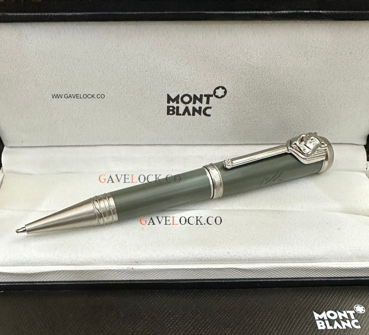Replica Montblanc Special Jasper Barrel & Silver Clip Ballpoint Pen